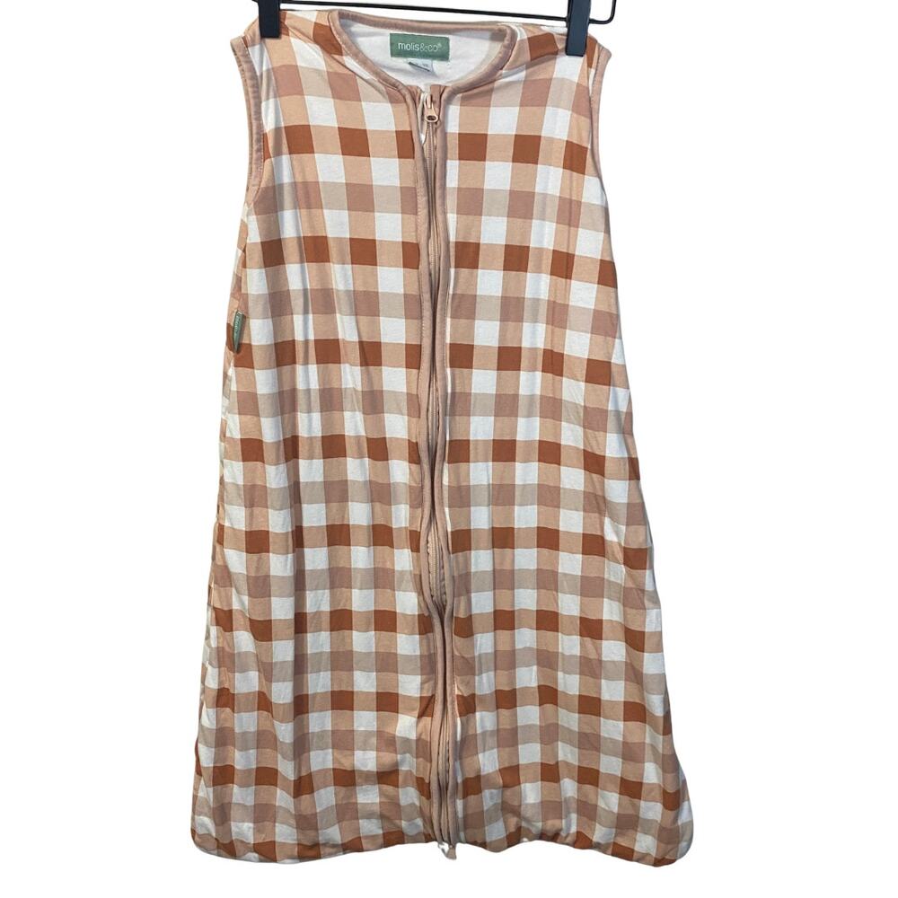 Molis & Co Gingham White Orange-Brown Two-Way Zip Toddler Sleepsack Sz 18-36 mo